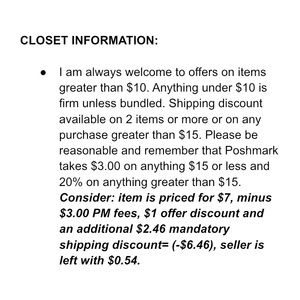 🌺 CLOSET INFORMATION: Please Read 🌺